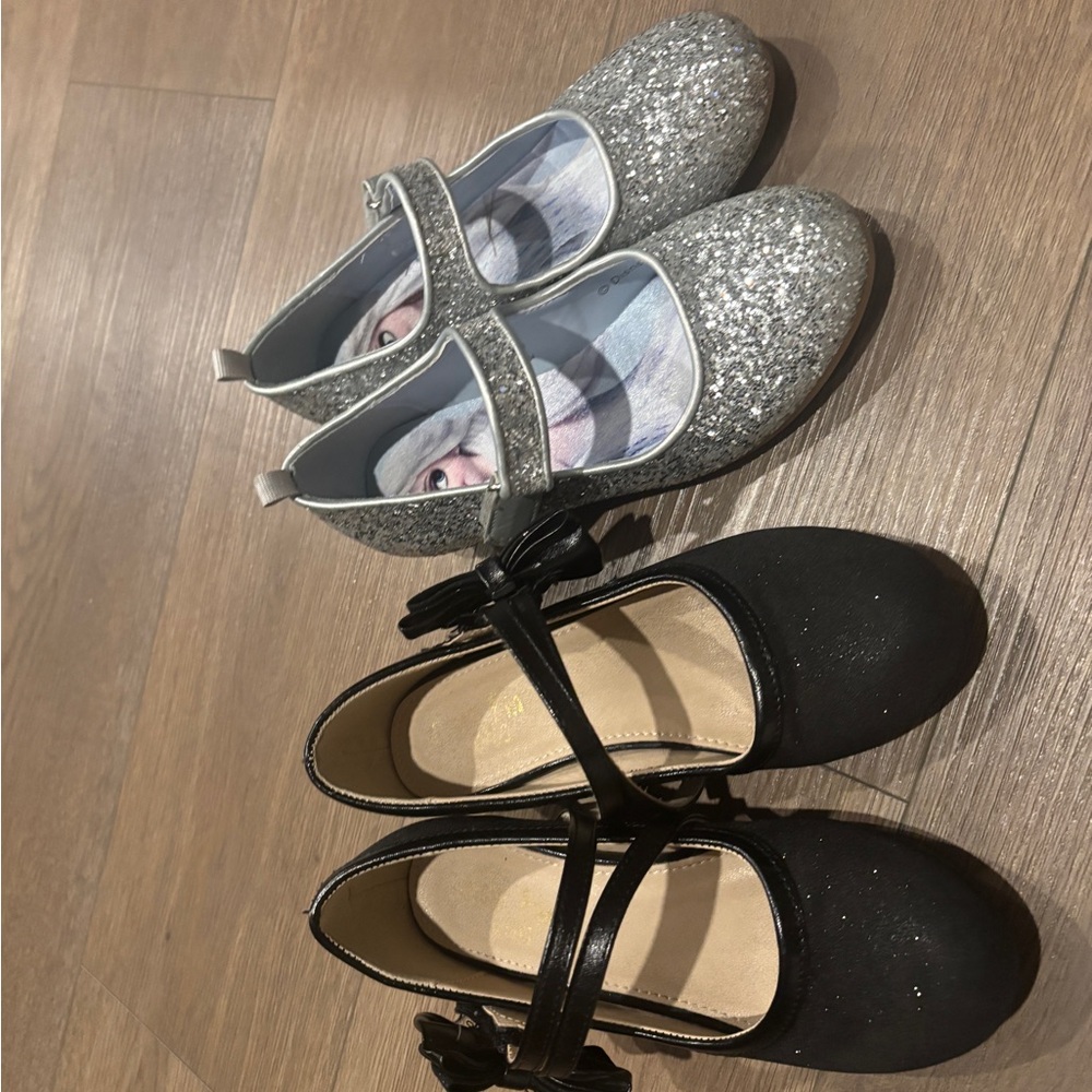 H&M Girls Glitter Mary Jane Shoes - Silver and Black